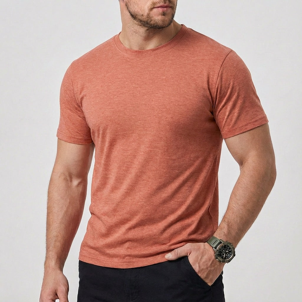Wellshot Men’s Essentials Short Sleeve Dry Fit Active Crew Neck T Shirt - Athletic Running Gym Workout Tee