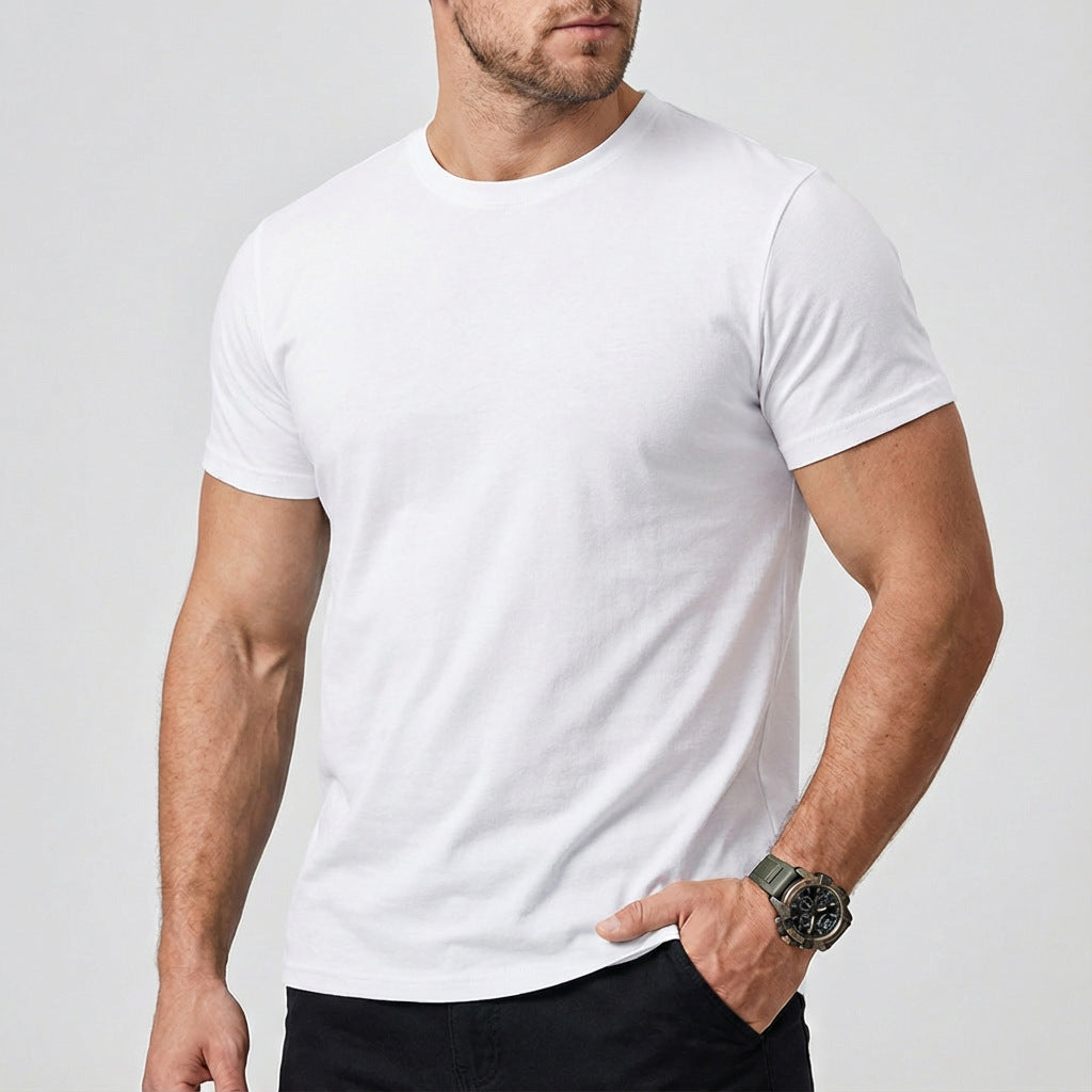 Wellshot Men’s Essentials Short Sleeve Dry Fit Active Crew Neck T Shirt - Athletic Running Gym Workout Tee