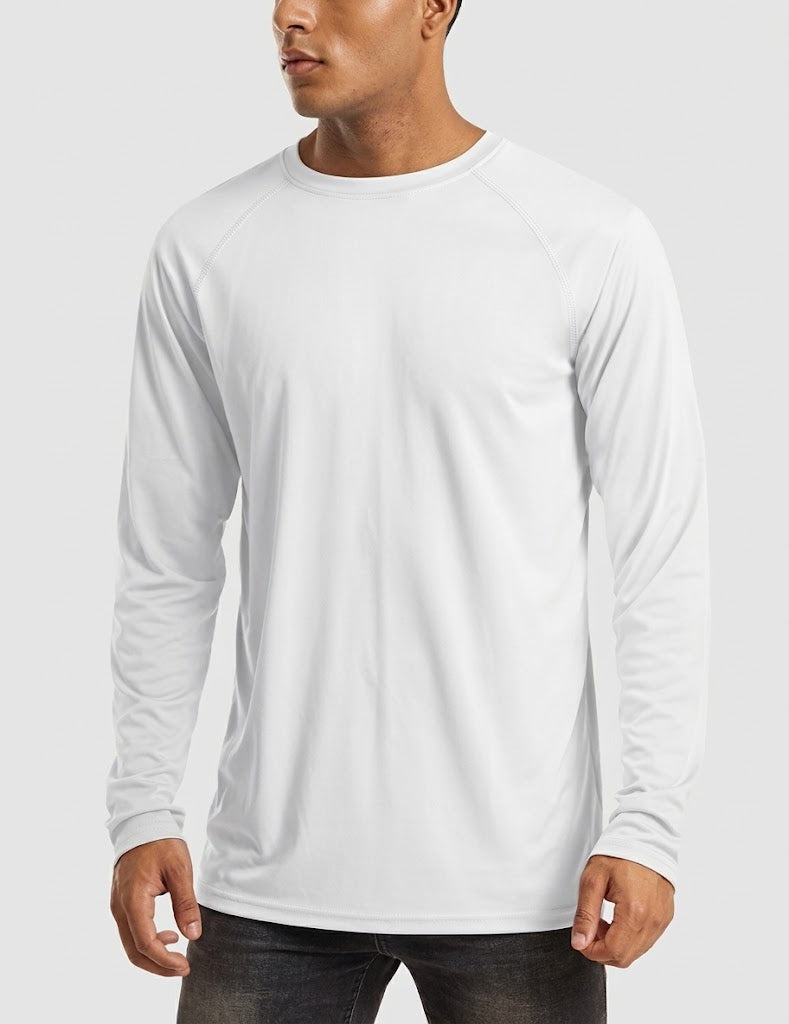 Wellshot Men's UPF 50+ Long Sleeves Shirts Quick Dry Lightweight Summer Sportswear Tops for Swimming Workout Rashguard Sporty Crew Neck