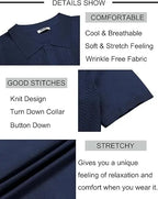 Wellshot Mens Knit Button Down Shirt Short Sleeve Summer Casual Shirts Vintage Beach Vacation Shirts