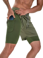 Wellshot Herren 2-in-1-Shorts mit Kordelzug, Freizeithosen mit Handtuchschlaufe und Handytaschen, Sommerkleidung, Ausgeh-Outfit, Sommer-Outfits, Sport-Shorts