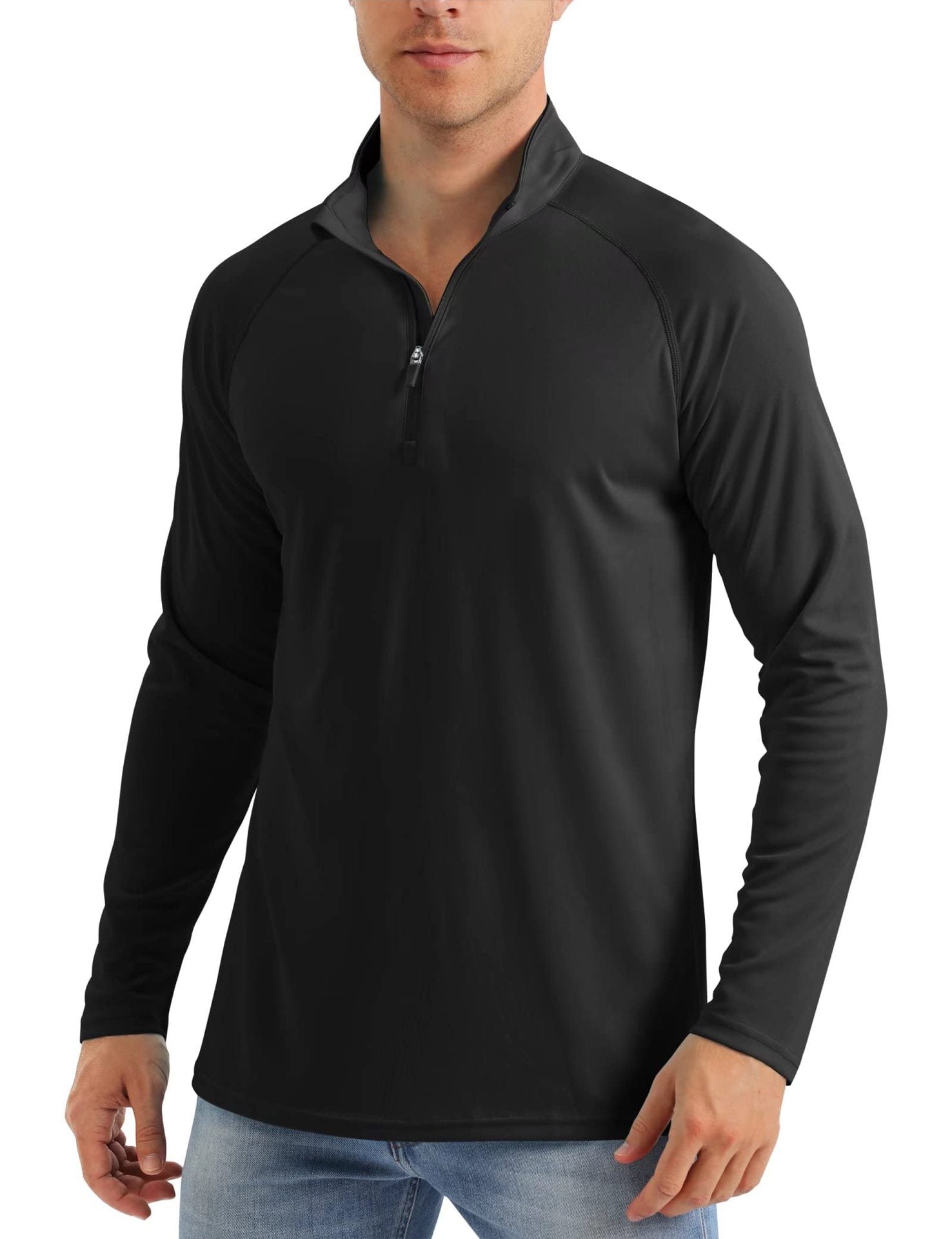 Wellshot Men's 1/4 Zip Shirt UPF 50+ Quick Dry Lightweight Long Sleeve for Outdoor Sports Clothing