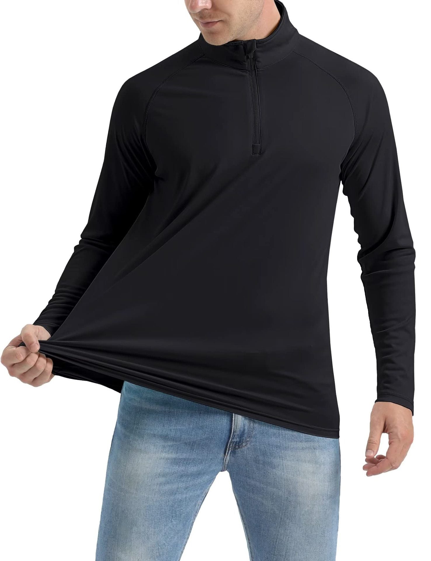 Wellshot Men's 1/4 Zip Shirt UPF 50+ Quick Dry Lightweight Long Sleeve for Outdoor Sports Clothing