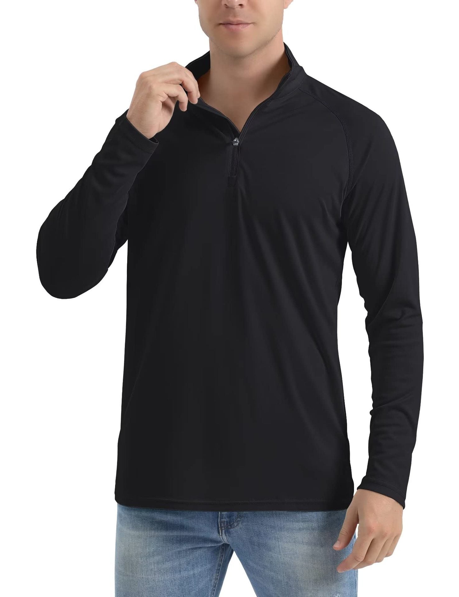 Wellshot Men's 1/4 Zip Shirt UPF 50+ Quick Dry Lightweight Long Sleeve for Outdoor Sports Clothing