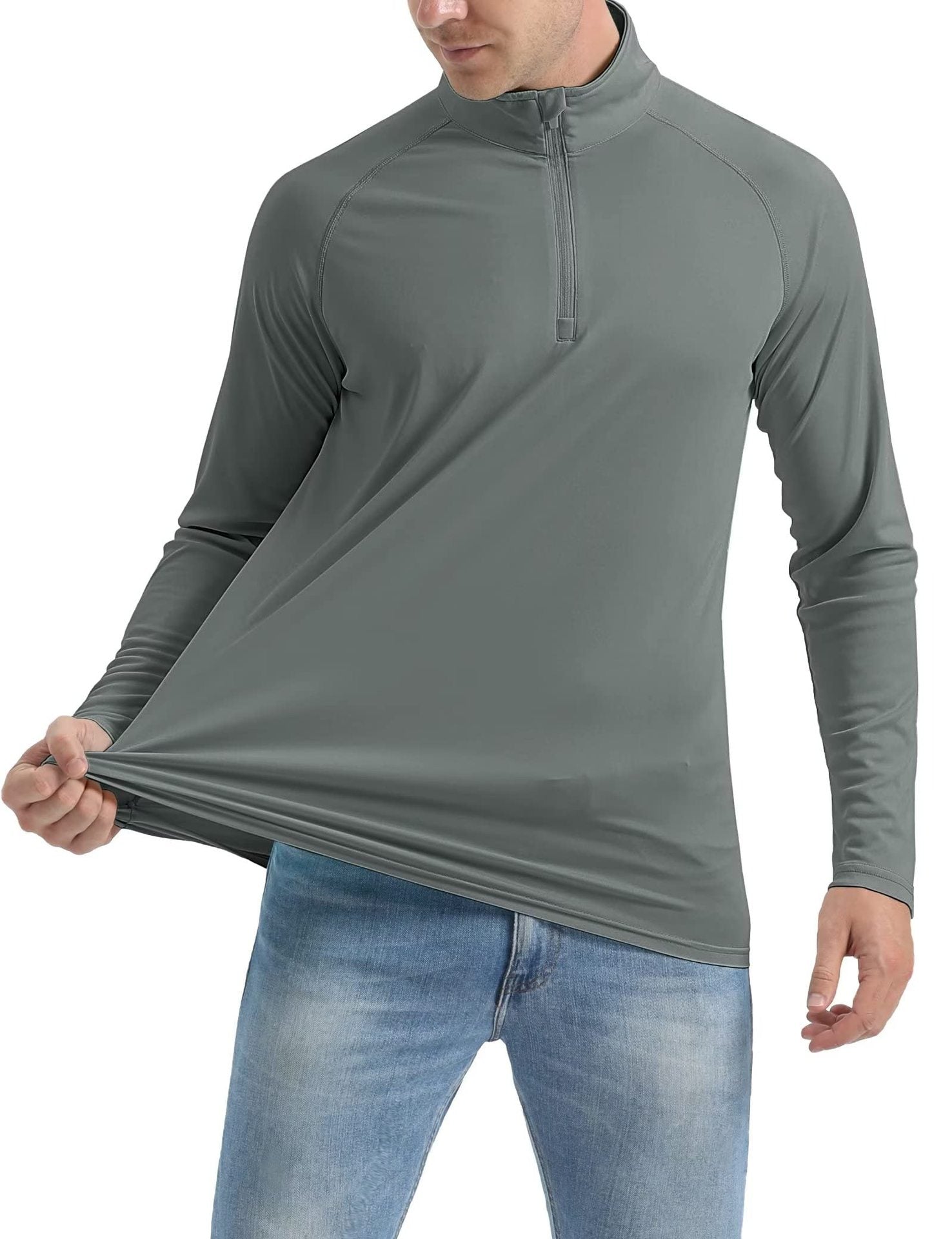 Wellshot Men's 1/4 Zip Shirt UPF 50+ Quick Dry Lightweight Long Sleeve for Outdoor Sports Clothing