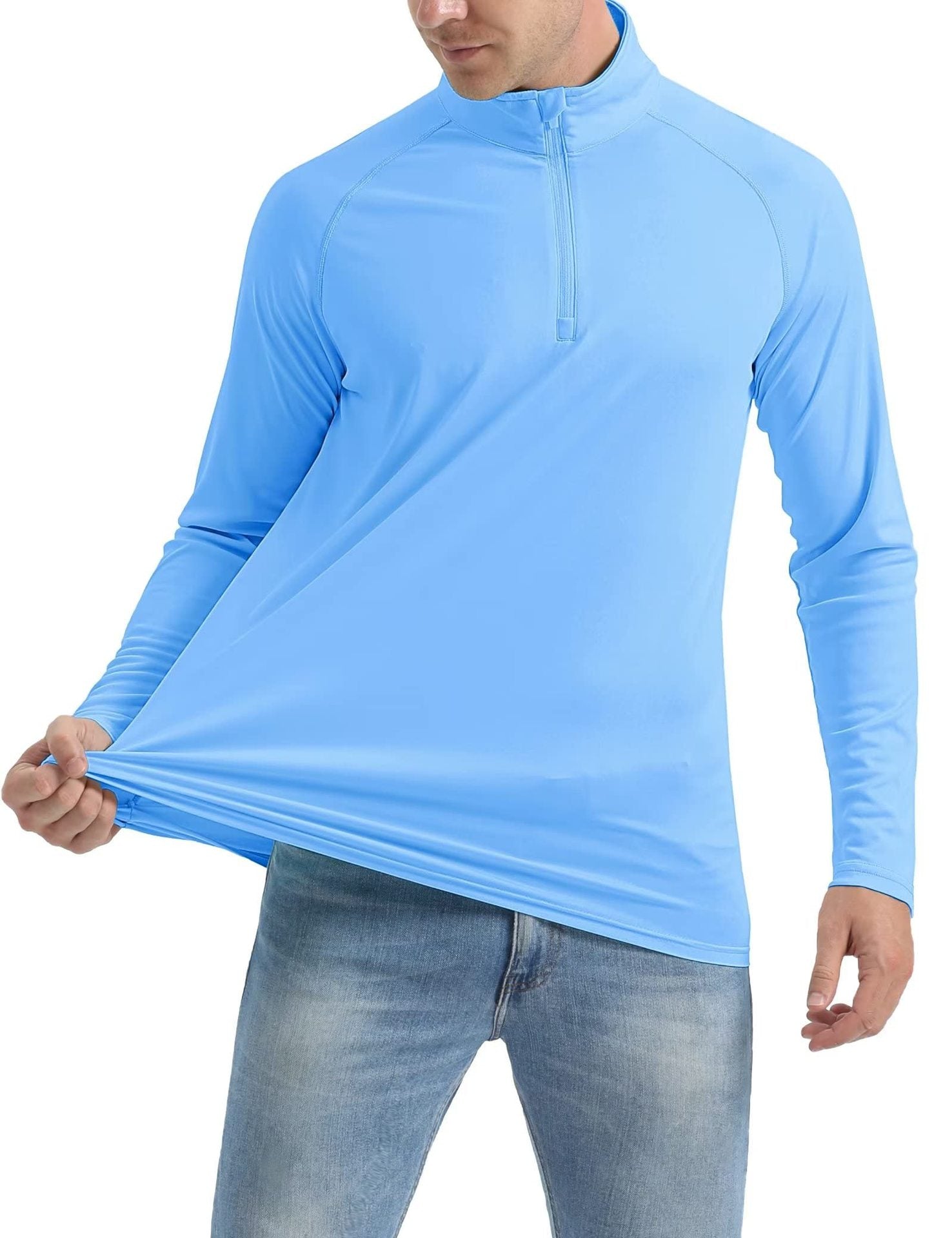 Wellshot Men's 1/4 Zip Shirt UPF 50+ Quick Dry Lightweight Long Sleeve for Outdoor Sports Clothing