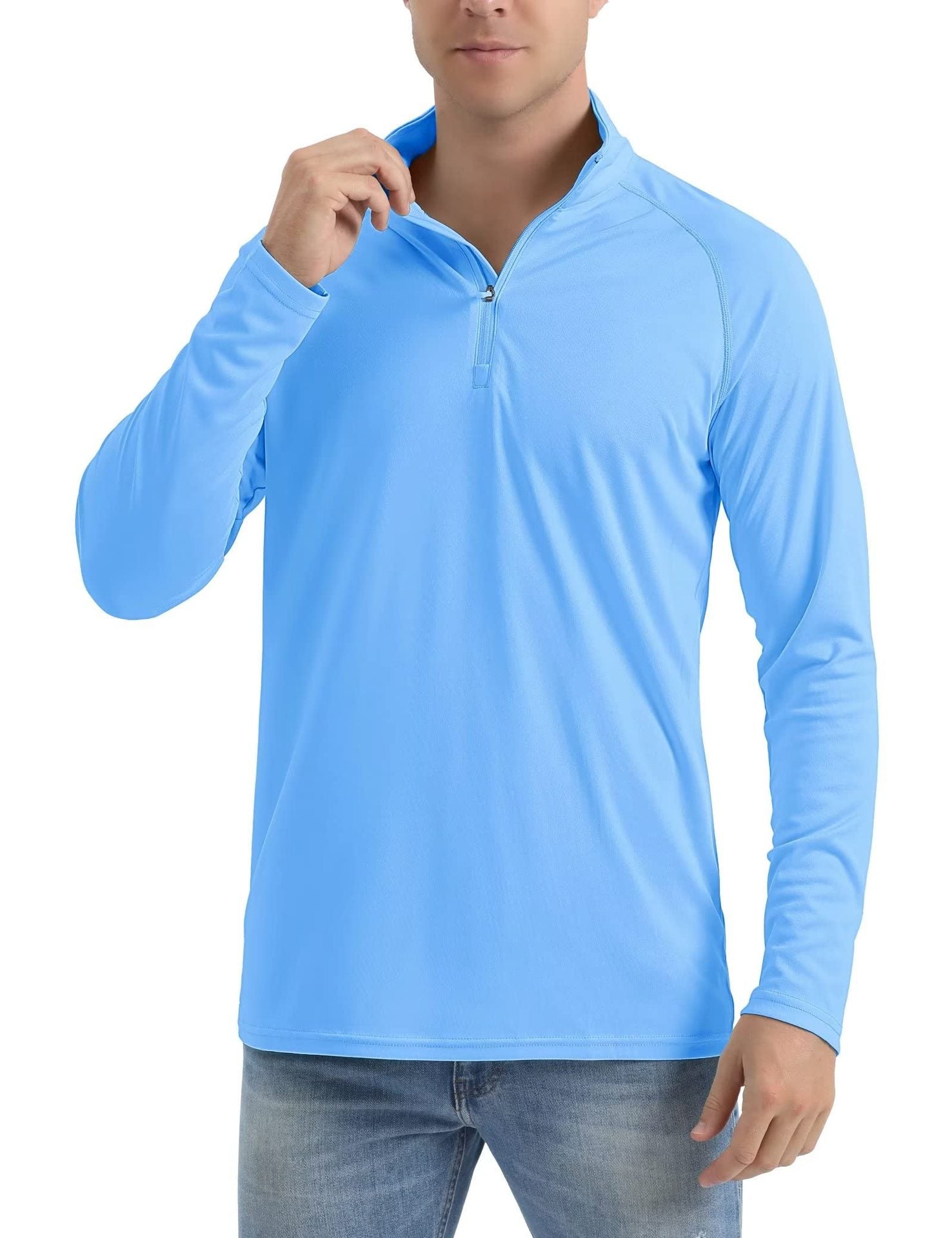 Wellshot Men's 1/4 Zip Shirt UPF 50+ Quick Dry Lightweight Long Sleeve for Outdoor Sports Clothing