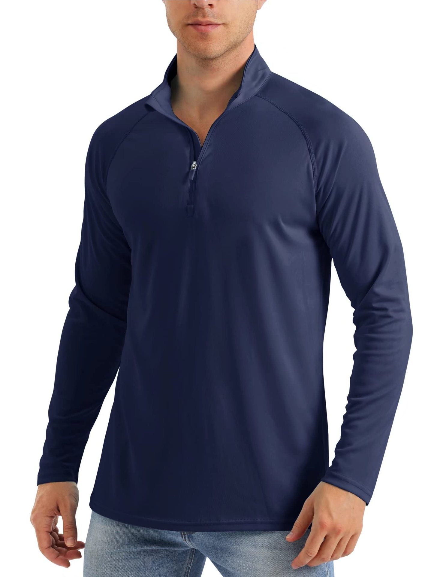 Wellshot Men's 1/4 Zip Shirt UPF 50+ Quick Dry Lightweight Long Sleeve for Outdoor Sports Clothing
